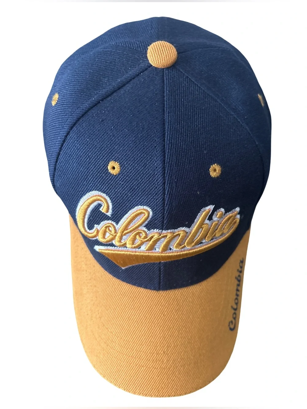 Colombia Embroidered Navy Yellow Baseball Cap Sombrero Colombiano Souvenir